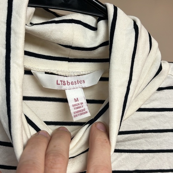 Striped Cream and Black Long Tall Sally Turtleneck - Picture 2 of 5